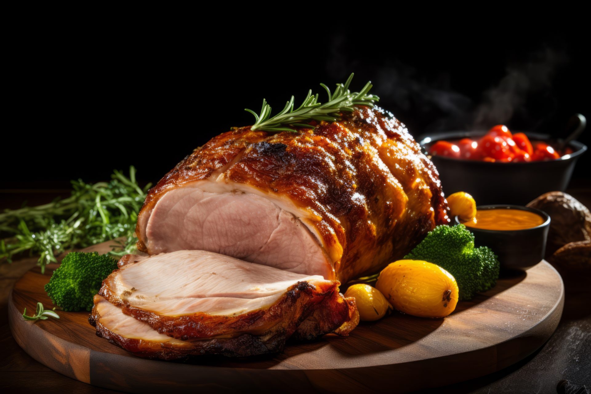 Roast pork with thyme and rosemary